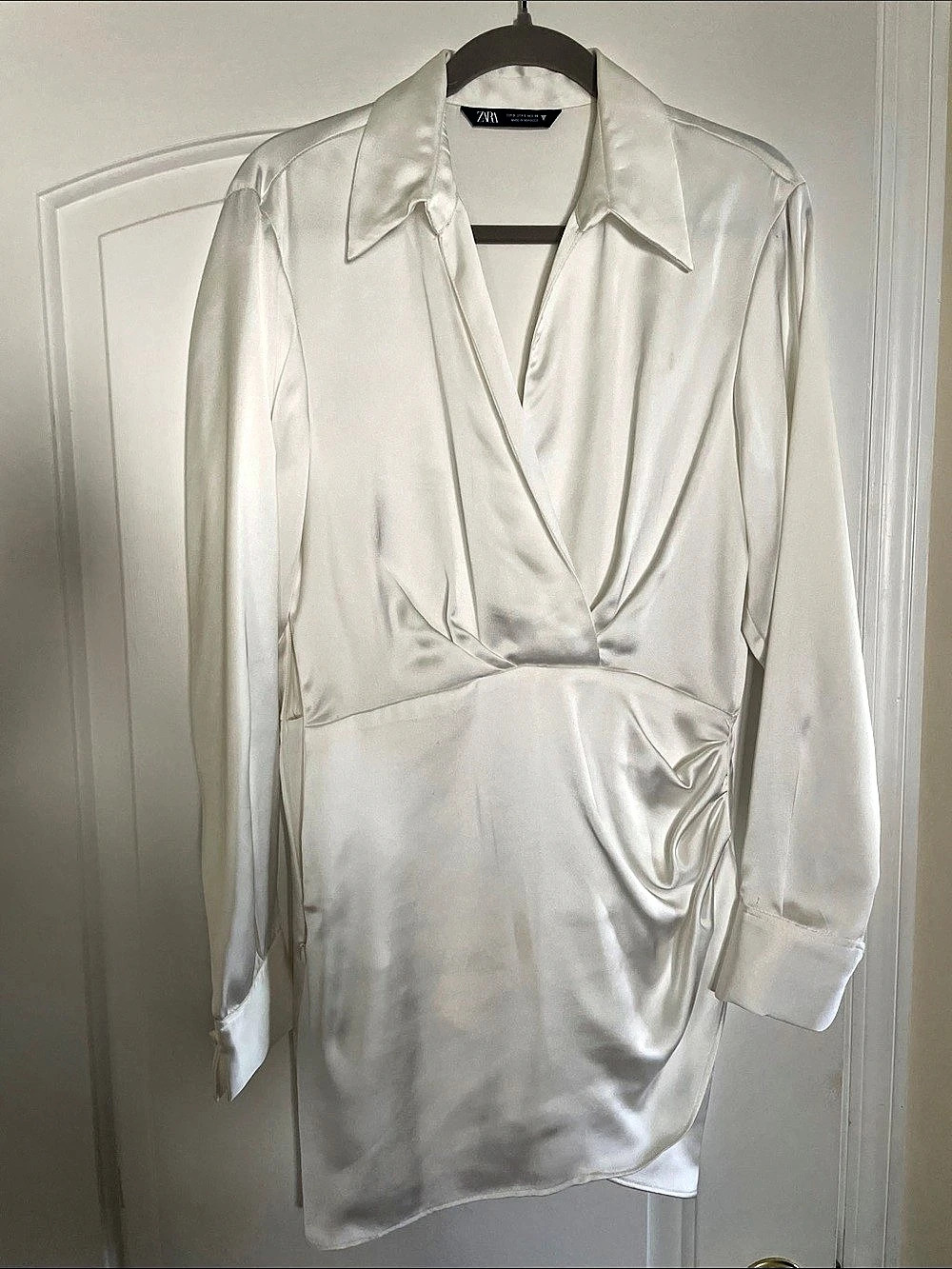 Zara Satin-Look Dress White Size Small